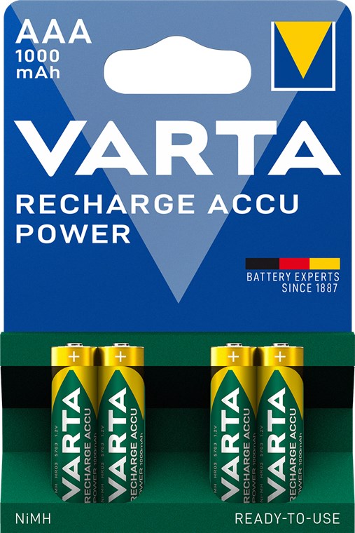 Lot de 4 piles rechargeable Varta LR6 AA Mignon - 2600 mAh