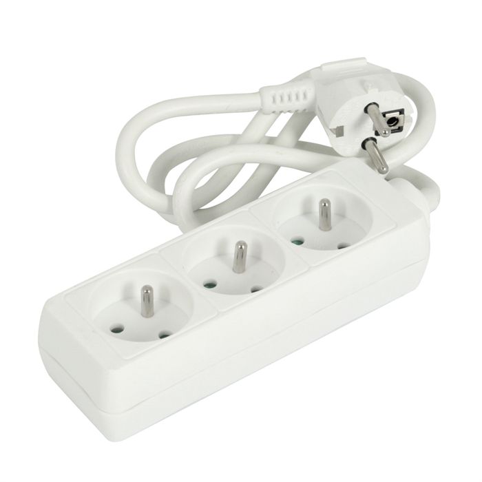 Multiprise 4 Prises Blanc Rallonge Sans Interrupteur Avec Câble 3G 1,5 Mm²  3M, Multiprise Allemande Blanche (4 Prises 1,5 Mm²[H1936]