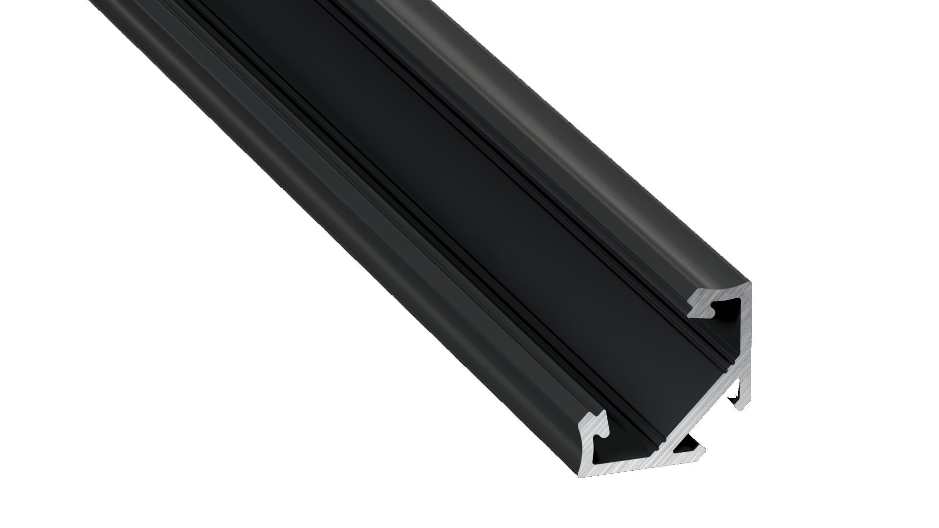 Profilé Noir diffuseur Noir pour Angle 45° pour Ruban LED 2m