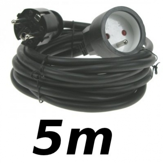 Rallonge électrique 5m ho5vvf 3 x 1.5 mm² noire 2 prises 16 A