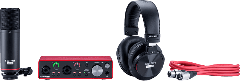 SCARLETT4 Solo Studio Focusrite - Pack Carte son 2 entrées 2 sorties 192KHz  + micro statique + casque studio