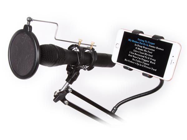 Support de microphone métallique flexible à bureau pour micro et smartphone