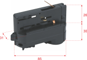 Adaptateur pour suspension et alimentation projecteur sur rail 3 phases noir