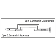 Adaptateur mini jack stéréo coudé mâle femelle