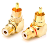 Lot de 2 adaptateurs RCA coudés dorés