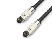 Câble réseau Cat.6a (S/FTP) RJ45 sur RJ45 - Fiche métal contact or câble touring 8mm longueur 20m