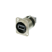 Neutrik A USB-W - Adaptateur USB 2.0 réversible (Types A et B), embase nickelée au format D
