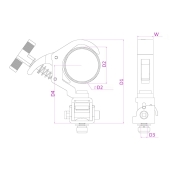 BC50B-150F Beamz - Crochet rapide avec base pliable pour tube 30 à 50mm