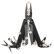 CHARGE + NOIR LEATHERMAN Pince multifonction 17 outils en acier avec étuis