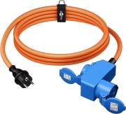 Cordon adaptateur caravane fiche mâle PC16 vers P17 femelle + reprise PC16 shucko 1,5m