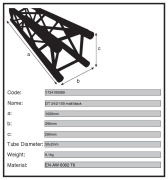 DT 34/2-100 Black Duratruss - Structure carrée 290 longueur 1m - Noir