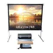 Ecran sur pied 16/9 3mX1m70 projection arrière en flight
