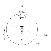 Stick-RB Hilec - Pied pour enceinte avec embase lourde ronde • Tube de rallonge de 35 mm • 1 filetage M20 pour une in