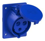 Embase P17 femelle 32A Monophase 3 points 240V IP44 bleue