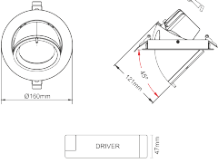 Downlight encastré orientable et inclinable Beneito et faure Pixel 30W blanc chaud dimmable