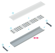 Profilé aluminium double de surface SOLIS Noir anodisé longueur 2m