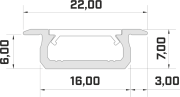 Profilé aluminium laqué blanc TypeZ 22X7 pour ruban de led largeur max 13mm barre de 2m