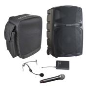 Pack Racer 250 F5 Audiophony Enceinte autonome Bluetooth 12 pouces 250W RMS + Housse + Micro Serre tête + Micro main
