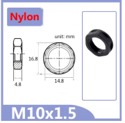 Ecrou en nylon noir M10 pour serrage embase Jack 6.35 réduit