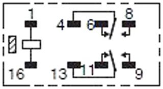 Relai 12V à bascule et voies séparées traversant 24Vdc 2A