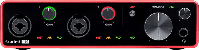 Focusrite Scarlett3 4i4 interface audio USB-C midi 4 entrées 4 sorties