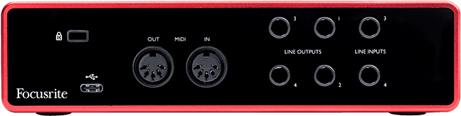 Focusrite Scarlett3 4i4 interface audio USB-C midi 4 entrées 4 sorties
