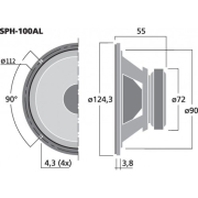 Haut parleur de médium Hi-Fi 4 pouces 40w sous 8 Ohms