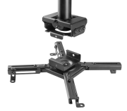 Support plafond pour vidéoprojecteur, Orientable et inclinable, Hauteur réglable 70-117 cm, Coloris Noir