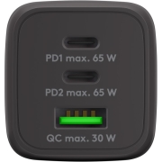 65 W USB-C PD Multiport Goobay - Chargeur noir 65W usb-c PD et USB