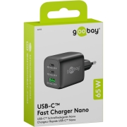 65 W USB-C PD Multiport Goobay - Chargeur noir 65W usb-c PD et USB