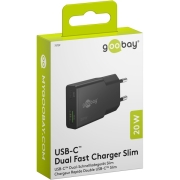 20 W USB-C PD Goobay - Chargeur double USB-A et USB-c 20W noir