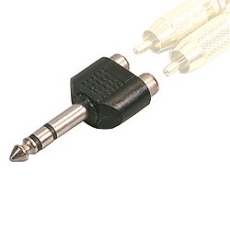 adaptateur JACK 6.35 Stereo male vers 2 CINCH RCA femelle