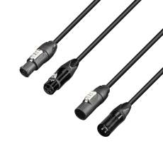 Adam Hall Cables 8101 PSDP 0150 N - Câble DMX et d'alimentation PowerCon True In & XLR femelle vers PowerCon True Out & XLR mâle 1,5 m