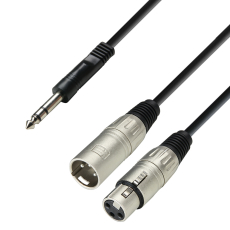 Câble d'insert jack 6.3 mm stereo vers 1 XLR mâle + 1 XLR femelle, 3 m