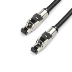 Câble réseau Cat.6a (S/FTP) RJ45 sur RJ45 - Fiche métal contact or câble touring 8mm longueur 20m