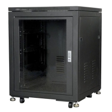 Rack 19 pouces 12U avec porte en verre et grille de ventilation sur roulette et pied