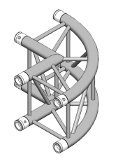 Angle 2D à 90 degres ARRONDI en structure aluminium ASD SC 300 Carrée ASCC3022