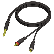 Cordon adaptateur 2 RCA Cinch males vers 1Jack male 6.35 stéréo 1m50