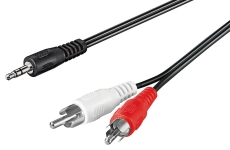 cordon adaptateur 2 RCA Cinch Males vers 1 minijack 3.5mm male stéréo 15m