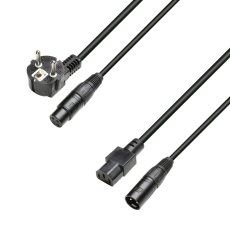Câble alimentation et Audio XLR femelle et fiche shuko vers XLR mâle et IEC femelle 3x1.5mm²  10m