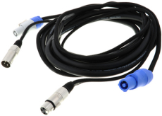cable d'alimentation et audio Powercon bleu vers Powercon grise + XLR mf 10m