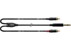 Cordon Jack stéréo mâle 6,35 vers 2 RCA 90cm