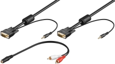 Cordon VGA SVGA full HD mâle mâle avec jack audio et adaptateur Jack femelle vers RCA 3m