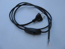 Cordon d'alimentation avec prise et inter unipolaire noir 1,5m