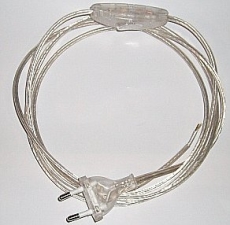 Cordon d'alimentation avec prise et inter unipolaire transparent 2m