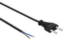Cordon d'alimentation avec prise unipolaire noir 1,8m