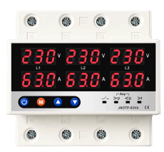 VA-63A - Appareil sur rail din de mesure et surveillance de la tension et du courant en Triphasé