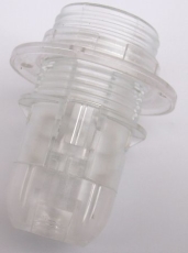 Douille E14 transparente clipsable sortie vis M10 mi filetée avec bague