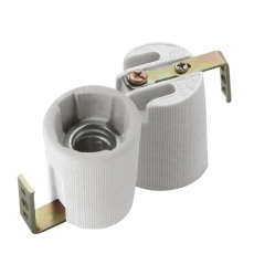 Douille porcelaine E14 avec equerre metallique