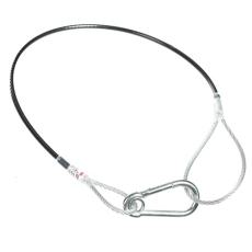 Elingue de sécurité CMU 70Kg cable 3mm longueur 65cm gaine noire boucle 9cm